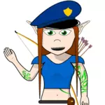 Arte dei cartoni animati dell'ufficiale di polizia femminile